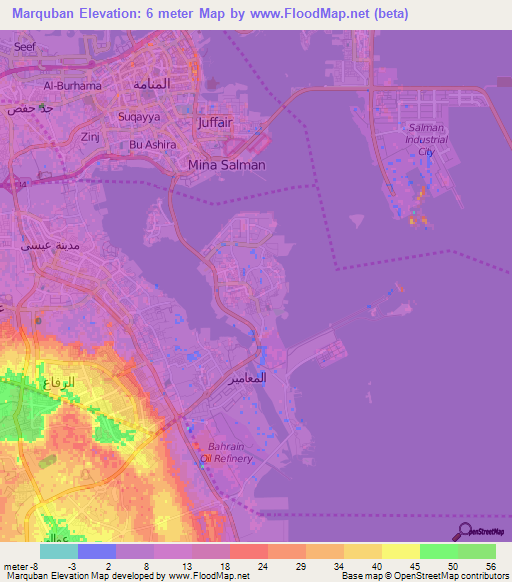 Marquban,Bahrain Elevation Map