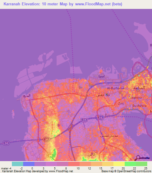 Karranah,Bahrain Elevation Map