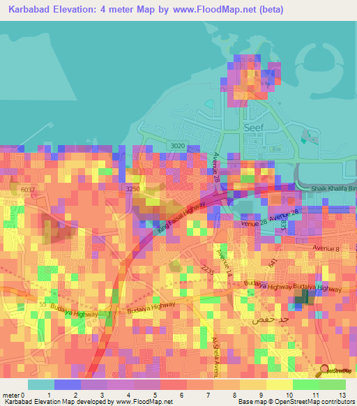 Elevation Of Karbabad,bahrain Elevation Map, Topography, Contour