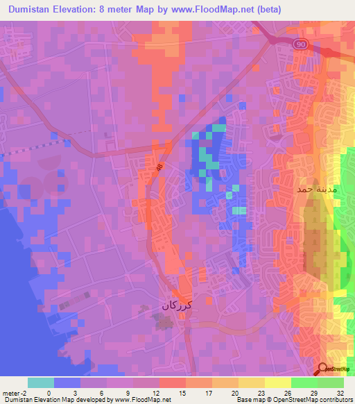 Dumistan,Bahrain Elevation Map