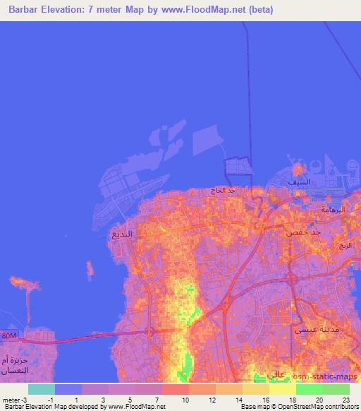 Barbar,Bahrain Elevation Map