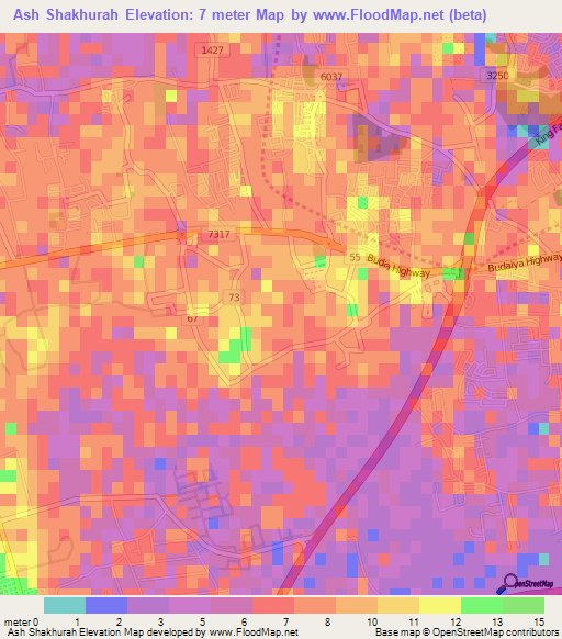 Ash Shakhurah,Bahrain Elevation Map