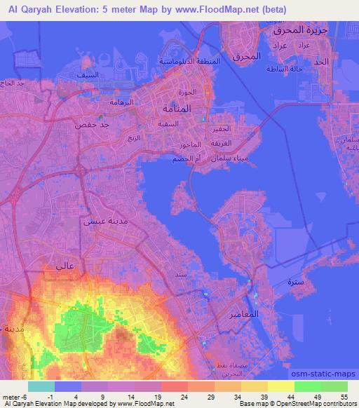 Al Qaryah,Bahrain Elevation Map