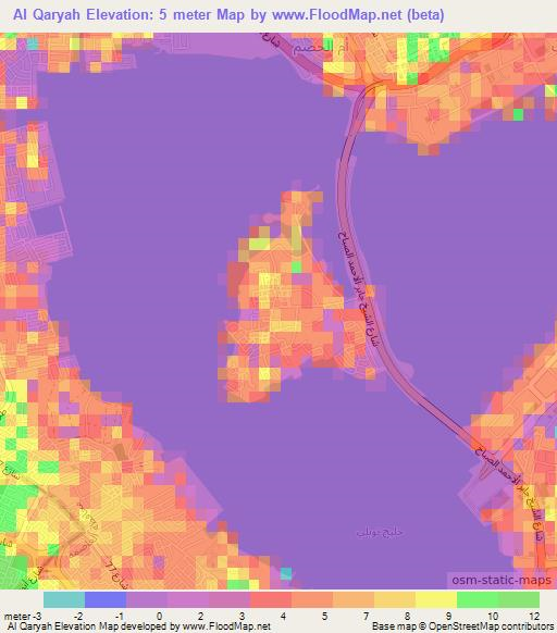 Al Qaryah,Bahrain Elevation Map