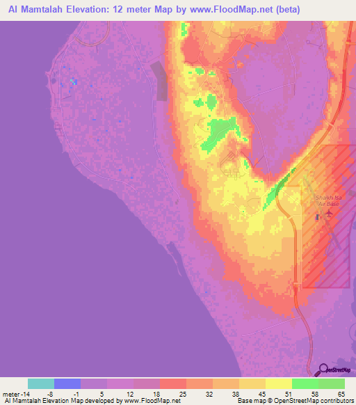 Al Mamtalah,Bahrain Elevation Map