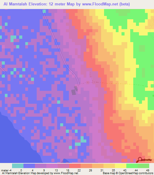 Al Mamtalah,Bahrain Elevation Map