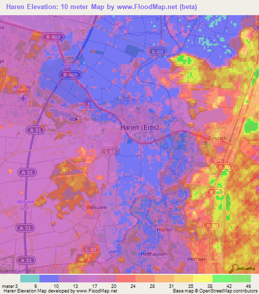 Elevation of Haren,Germany Elevation Map, Topography, Contour