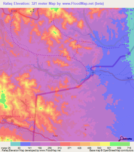 Rafaq,United Arab Emirates Elevation Map