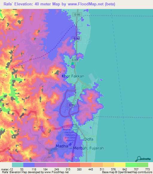 Rafa`,United Arab Emirates Elevation Map