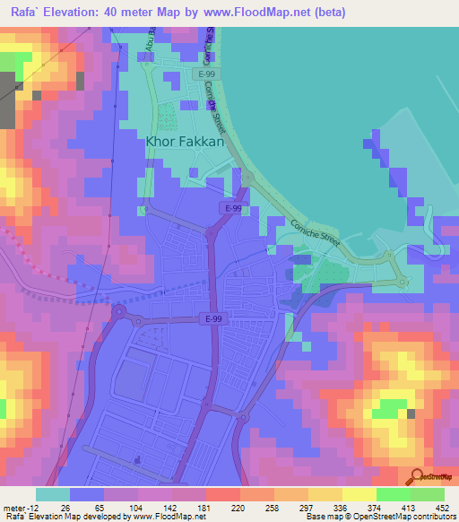 Rafa`,United Arab Emirates Elevation Map