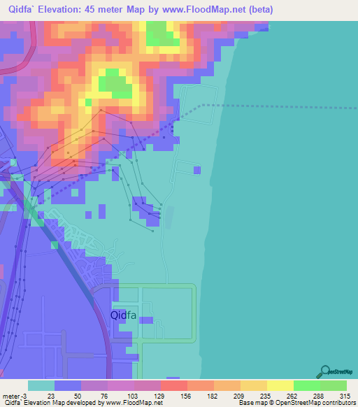 Elevation of Qidfa`,United Arab Emirates Elevation Map, Topography, Contour