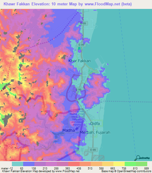 Elevation of Khawr Fakkan,United Arab Emirates Elevation Map ...