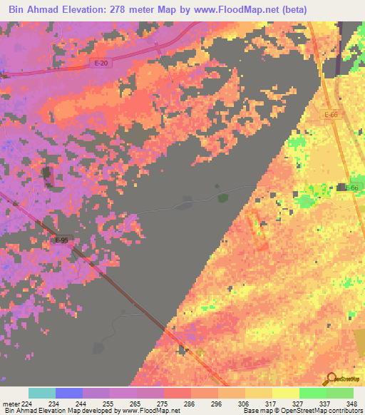 Bin Ahmad,United Arab Emirates Elevation Map