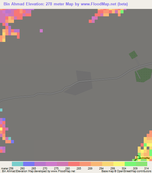 Bin Ahmad,United Arab Emirates Elevation Map