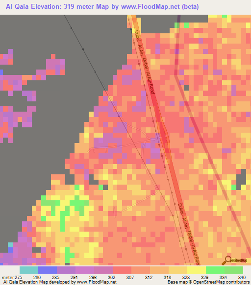 Al Qaia,United Arab Emirates Elevation Map