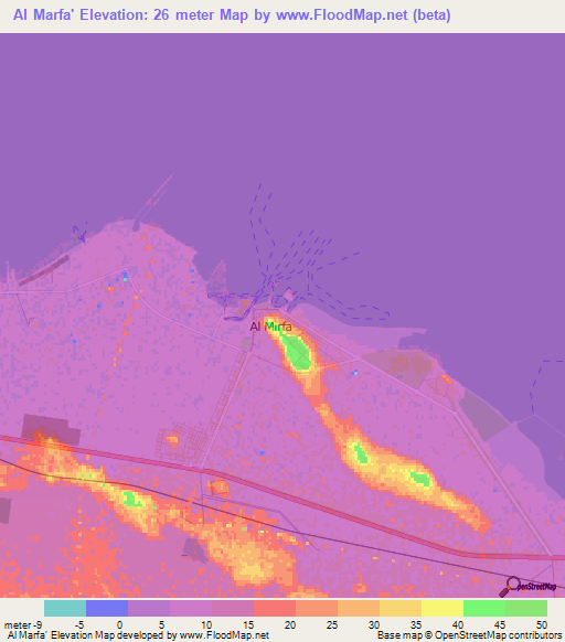 Al Marfa',United Arab Emirates Elevation Map