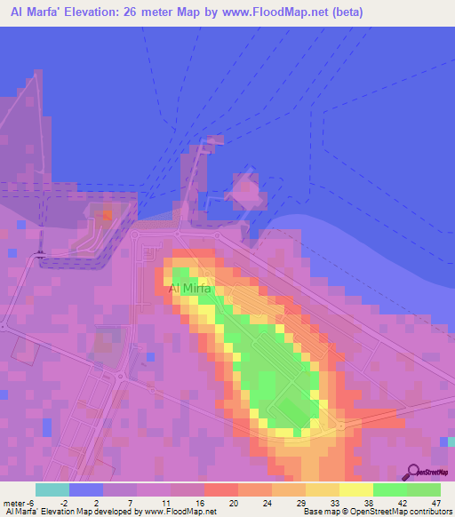 Al Marfa',United Arab Emirates Elevation Map