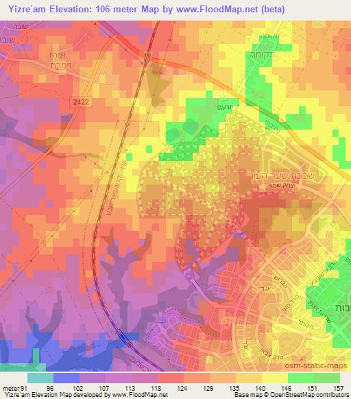 Yizre`am,Israel Elevation Map