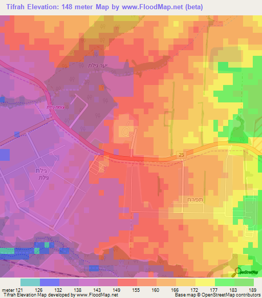 Tifrah,Israel Elevation Map