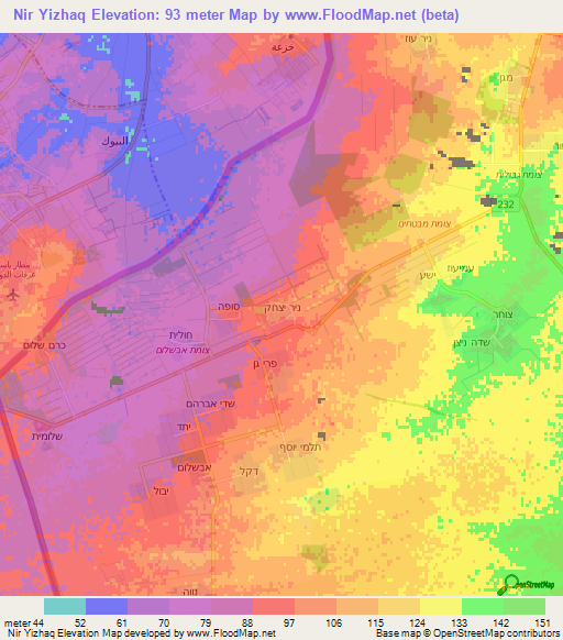 Nir Yizhaq,Israel Elevation Map