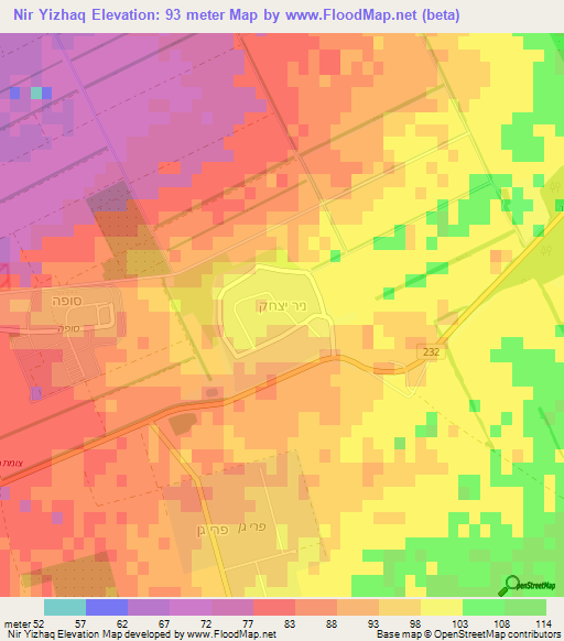 Nir Yizhaq,Israel Elevation Map