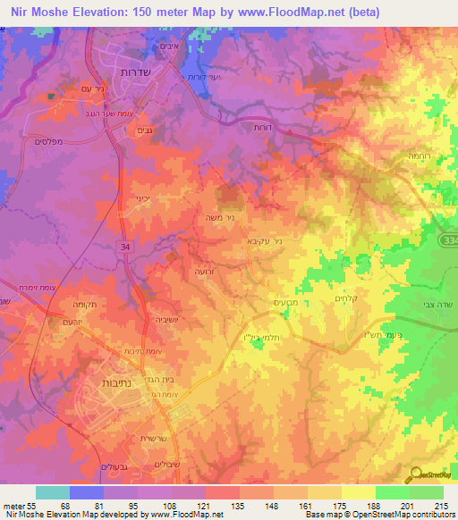 Nir Moshe,Israel Elevation Map