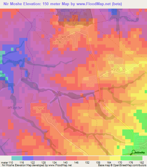 Nir Moshe,Israel Elevation Map