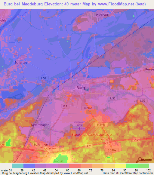 Elevation of Burg bei Magdeburg,Germany Elevation Map, Topography, Contour