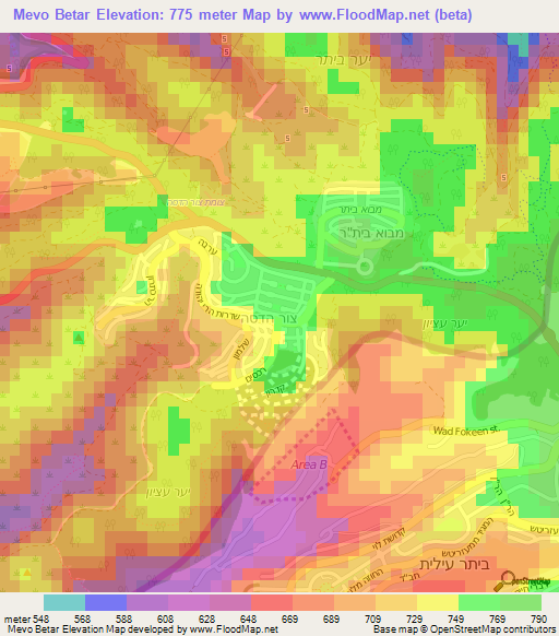 Mevo Betar,Israel Elevation Map