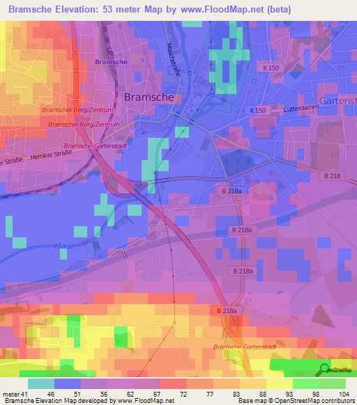 Bramsche,Germany Elevation Map