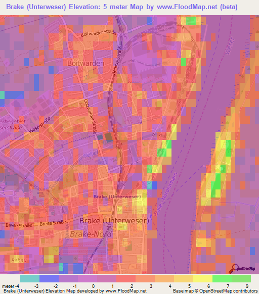 Brake (Unterweser),Germany Elevation Map