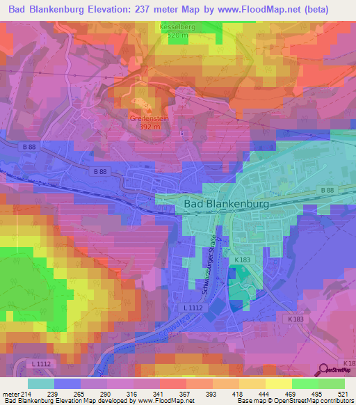 Bad Blankenburg,Germany Elevation Map