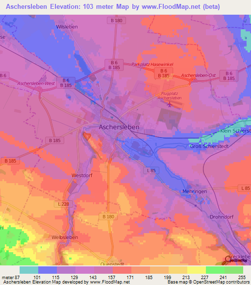 Aschersleben,Germany Elevation Map