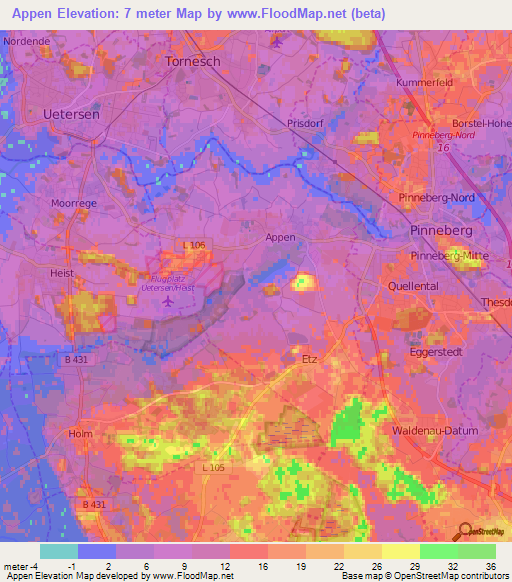 Elevation of Appen,Germany Elevation Map, Topography, Contour