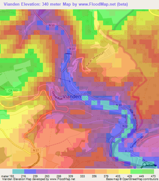 Vianden,Luxembourg Elevation Map