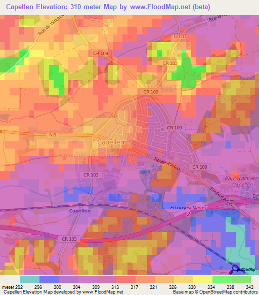 Capellen,Luxembourg Elevation Map