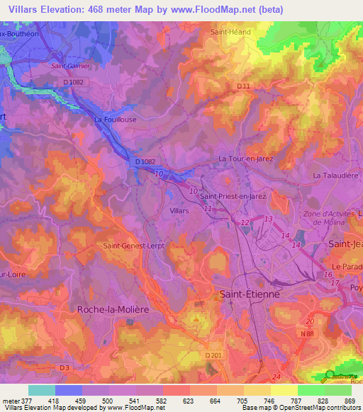 Villars,France Elevation Map