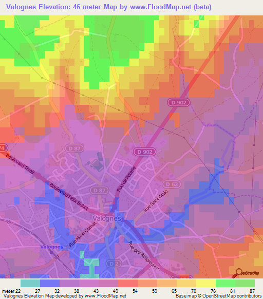 Valognes,France Elevation Map