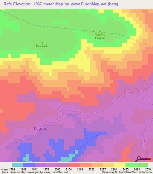 Rafa,Turkey Elevation Map