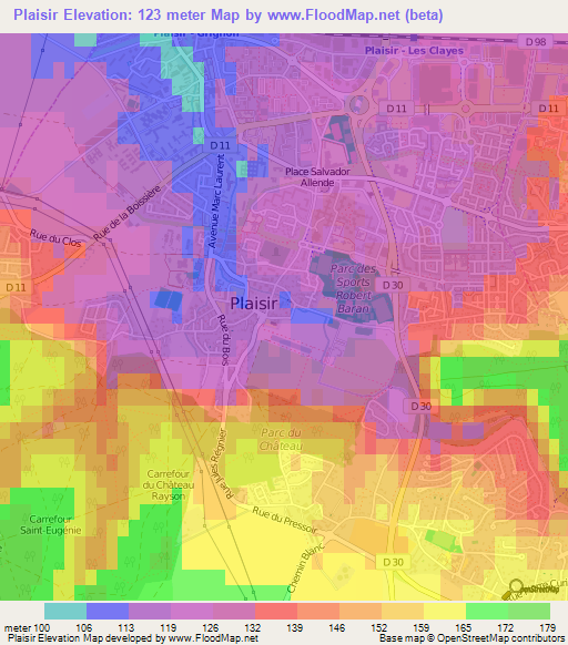 Plaisir,France Elevation Map