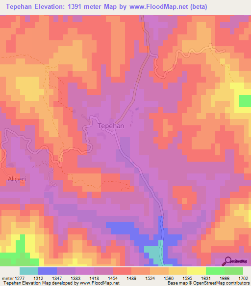 Tepehan,Turkey Elevation Map