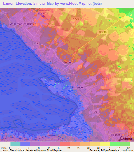 Lanton,France Elevation Map