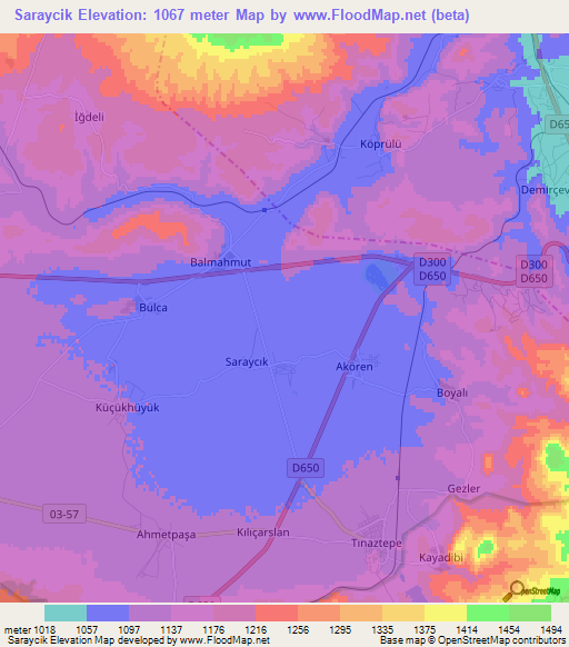 Saraycik,Turkey Elevation Map