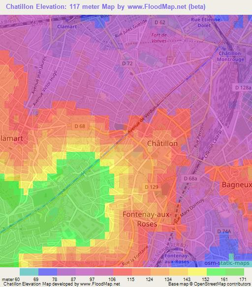 Chatillon,France Elevation Map