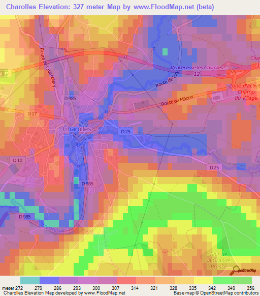 Charolles,France Elevation Map