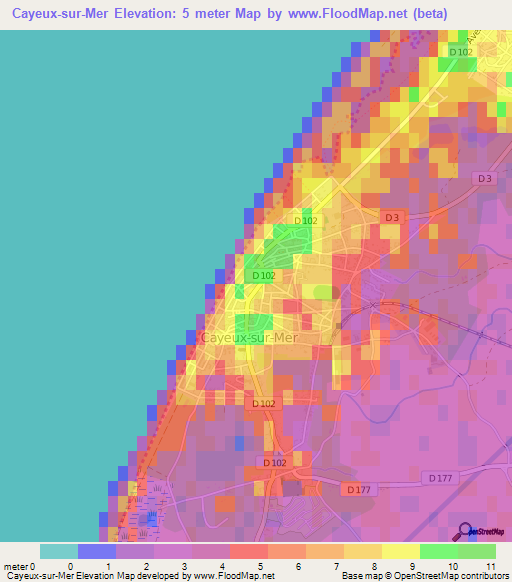 Cayeux-sur-Mer,France Elevation Map