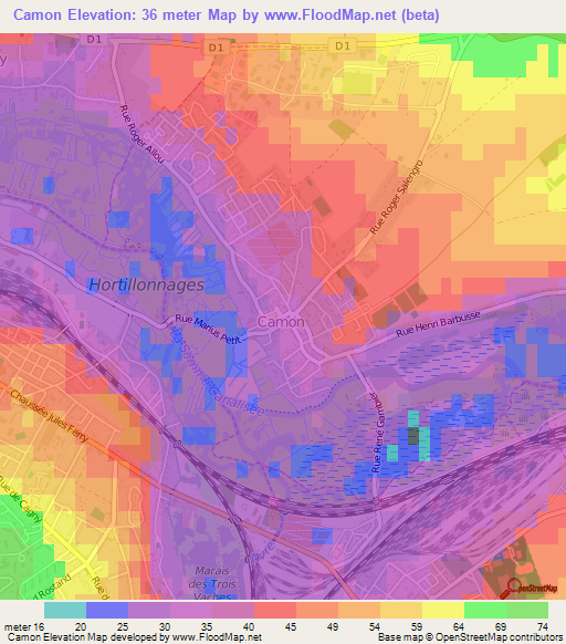 Camon,France Elevation Map