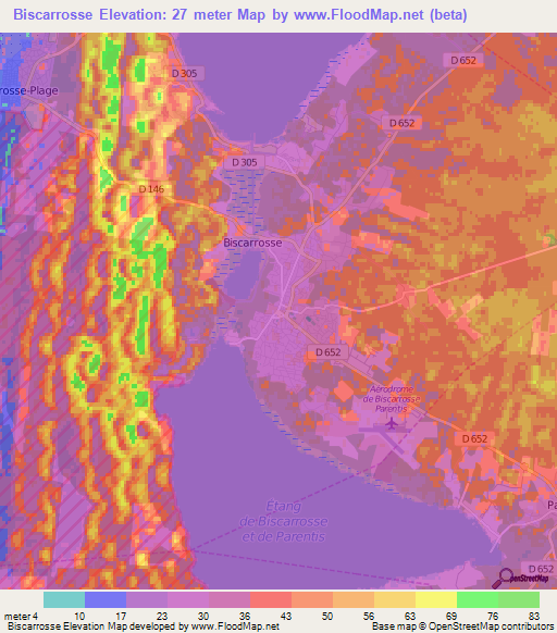 Biscarrosse,France Elevation Map