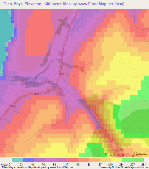 Glen Maye,Isle of Man Elevation Map