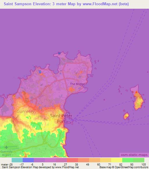 Saint Sampson,Guernsey Elevation Map